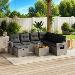 Premium 8 Piece Grey Outdoor Sofa Set for Patios