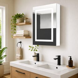 Stylish LED Bathroom Mirror Cabinet with Shelves 50x13x70cm