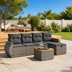 Premium 6 Piece Outdoor Garden Sofa Set in Grey