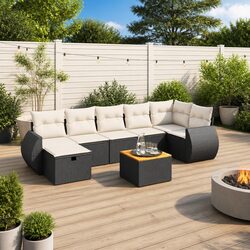 Durable 8 Piece Garden Sofa Set with Cushions in Black