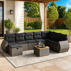 Premium 9 Piece Modular Garden Sofa Set in Grey