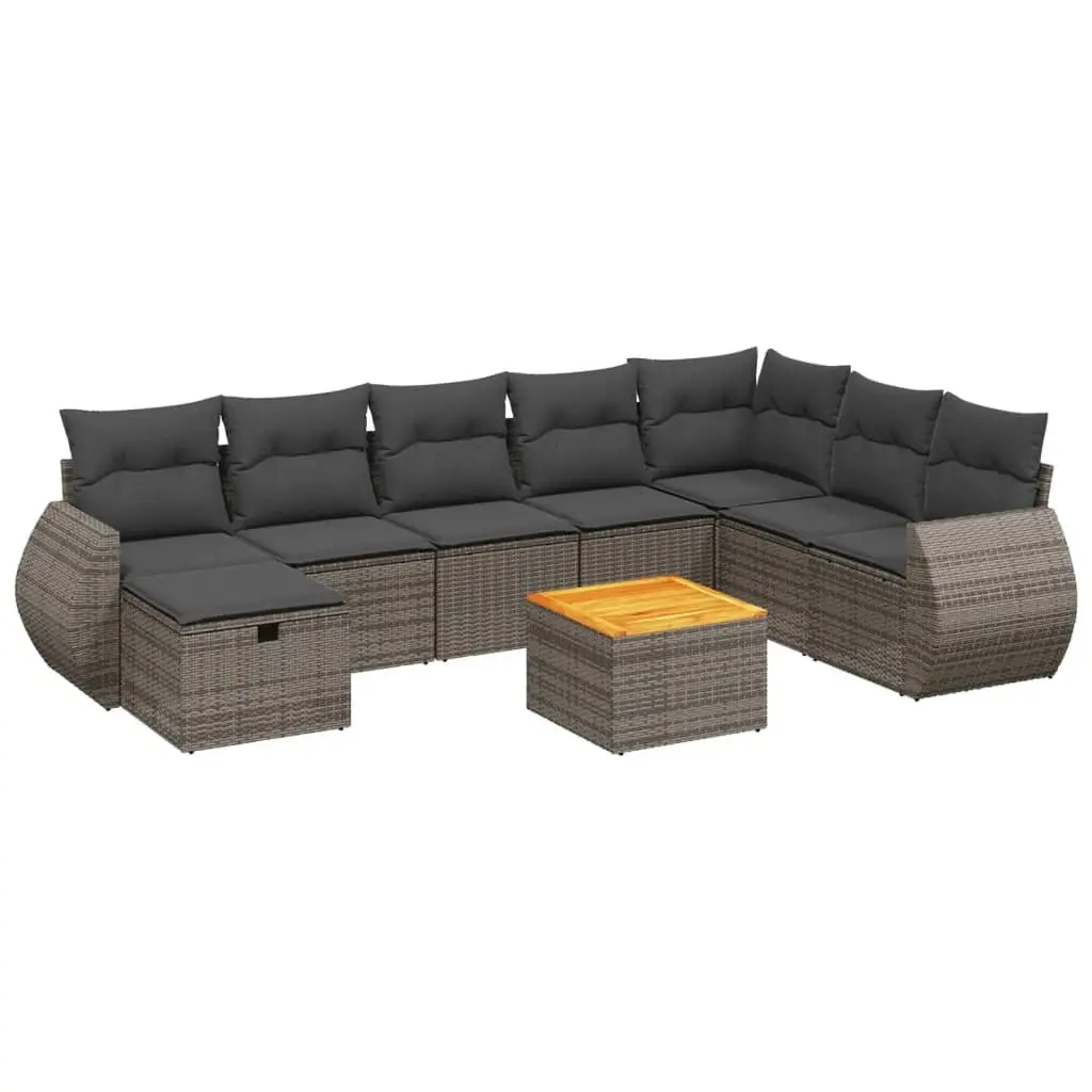 9 Piece Modular Garden Sofa Set in Grey