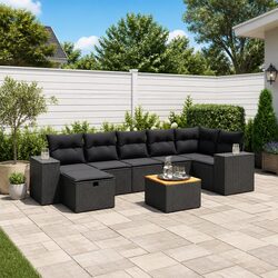 Durable 8 Piece Modular Garden Sofa Set with Cushions