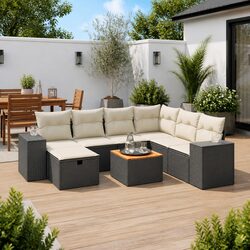 Durable 8 Piece Outdoor Modular Sofa Set in Black