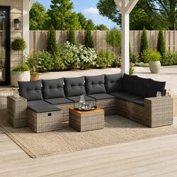 Grey 9-Piece Modular Outdoor Garden Sofa Set