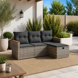 Stylish 4 Piece Grey Garden Sofa Set for Outdoor Living