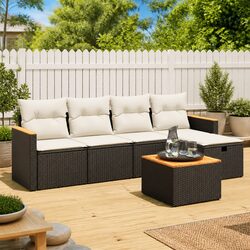 Black Modular Outdoor 6-Piece Garden Sofa Set