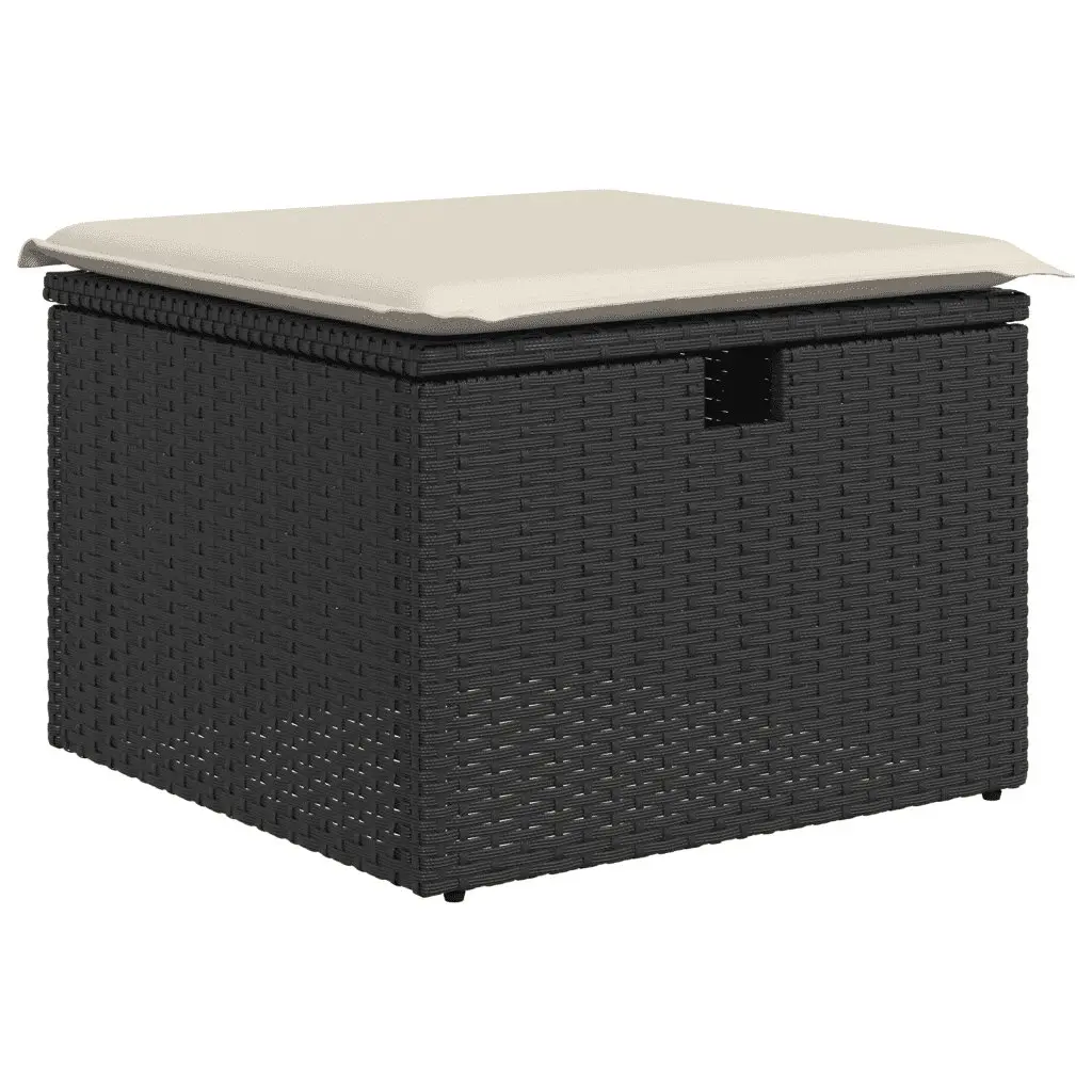 7 Piece Outdoor Lounge Sofa Set Black Poly Rattan Furniture