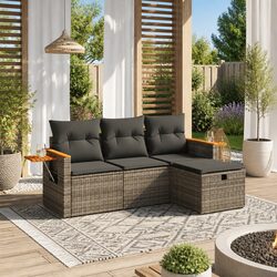 4 Piece Outdoor Patio Furniture Set in Grey