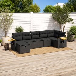 Premium 7-Piece Modular Garden Sofa Set in Black