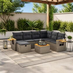 Durable 8 Piece Modular Garden Sofa Set with Cushions