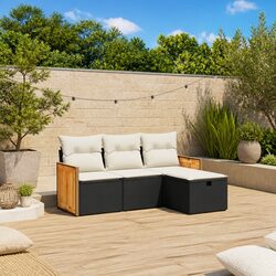 Durable 4 Piece Outdoor Garden Sofa Set in Black