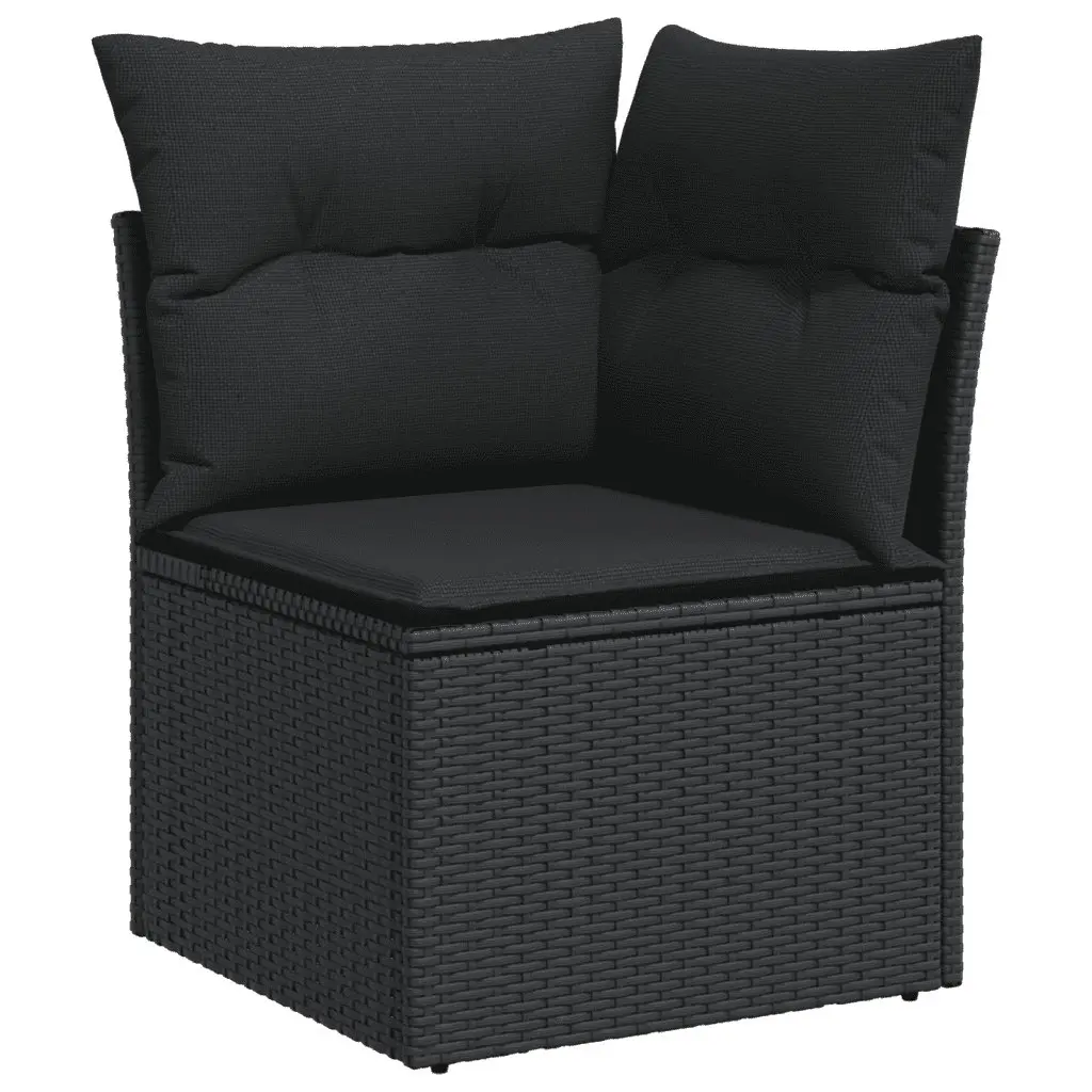 6-Piece Modular Garden Sofa Set with Black Cushions