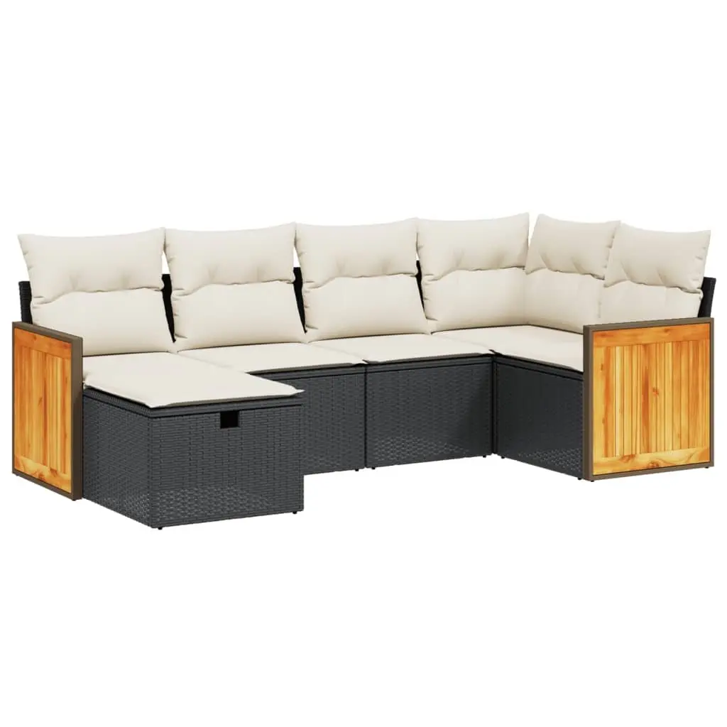 6-Piece Black Modular Garden Sofa Set