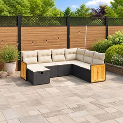 Sturdy 7 Piece Modular Garden Sofa Set in Black
