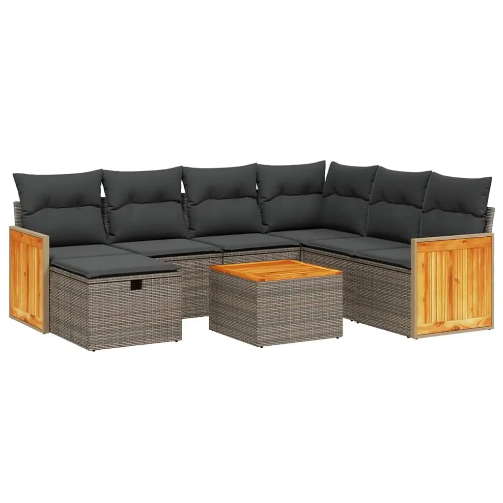8 Piece Grey Poly Rattan Garden Sofa Set