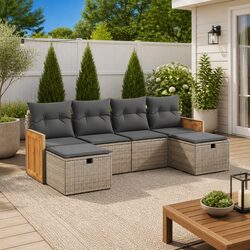 Grey Modular Outdoor Sofa Set 6 Pieces for Your Garden