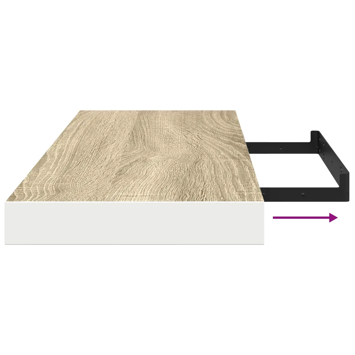 Floating Wall Shelves 2 pcs Oak White Display Ledge Storage Home Decor 60x23.5cm