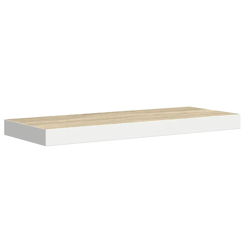 Floating Wall Shelves 2 pcs Oak White Display Ledge Storage Home Decor 60x23.5cm