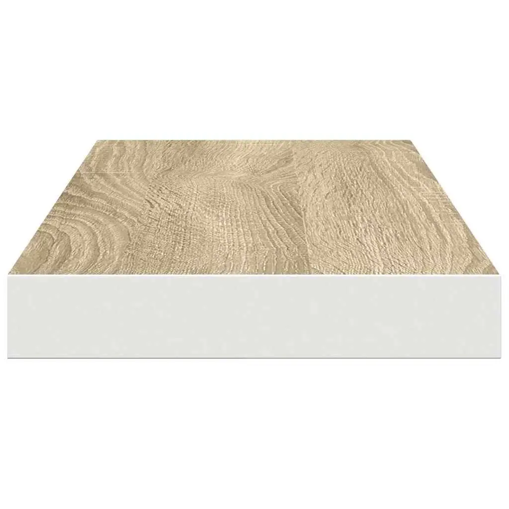 Floating Wall Shelves 2 pcs Oak White Display Ledge Storage Home Decor 60x23.5cm