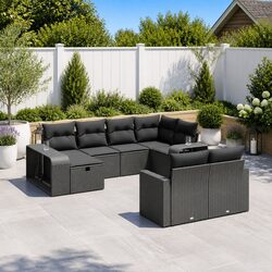 Premium 10 Piece Modular Garden Sofa Set in Black