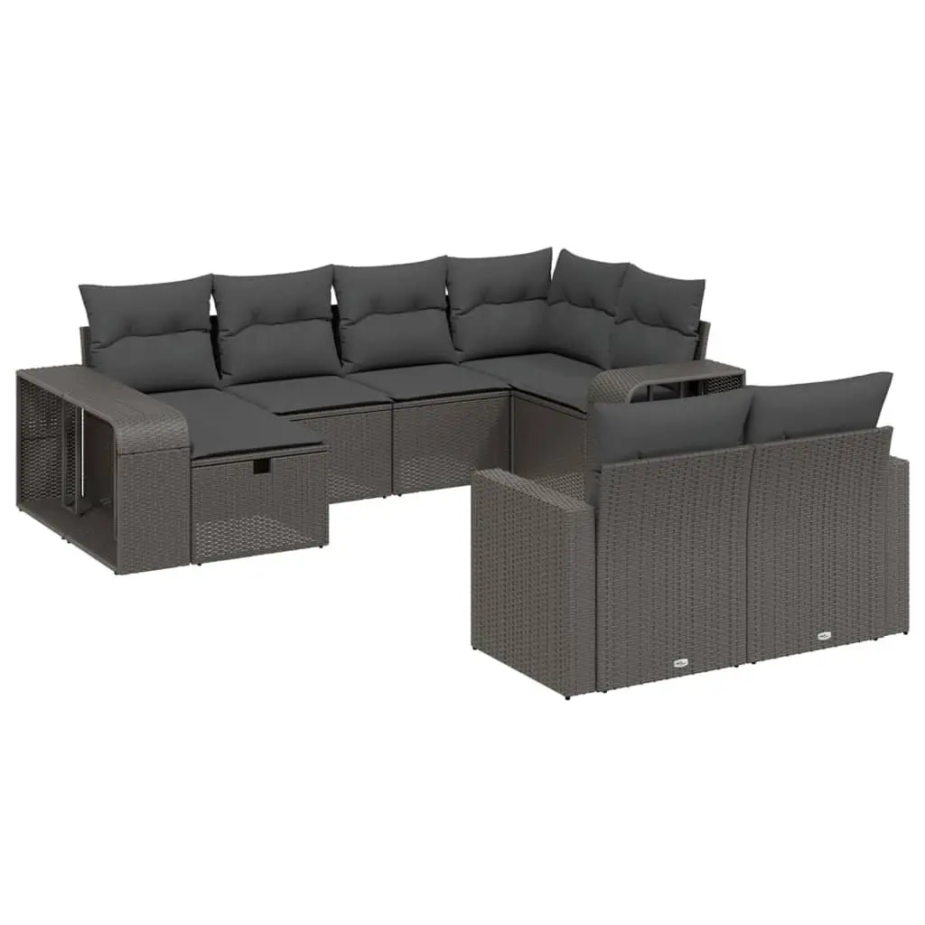 10 Piece Modular Garden Sofa Set in Black