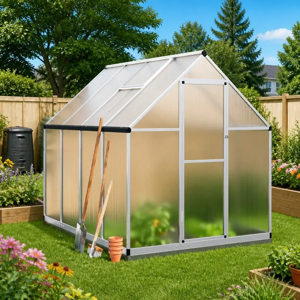 Silver Greenhouse with Base Frame 224x169x202cm