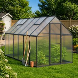 Sturdy Aluminium Greenhouse with Polycarbonate Panels 334x169x195cm