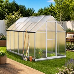 Premium Walk-In Greenhouse with Silver Aluminium Frame 334x169x202 cm