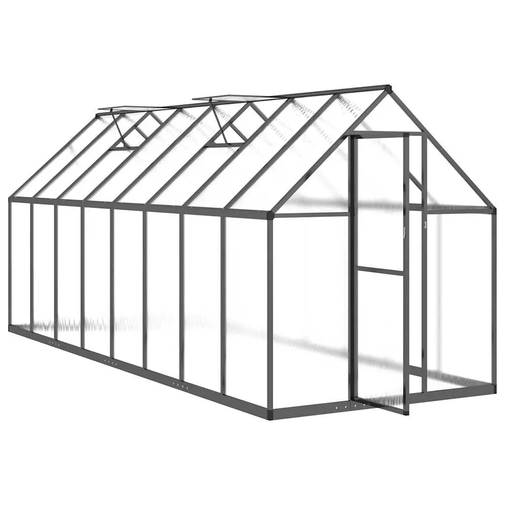 Greenhouse Aluminium Frame Polycarbonate Panels Anthracite 445 x 169 x 195 cm