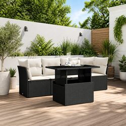 5 Piece Black Rattan Garden Sofa Set for Outdoor Spaces