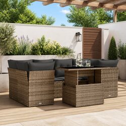 Durable Grey Poly Rattan 7 Piece Garden Sofa Set
