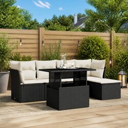 Black Modular 6 Piece Garden Sofa Set for Outdoor Use