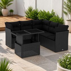 Durable Black 6 Piece Garden Sofa Set for Outdoor Spaces