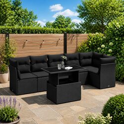 Durable 7 Piece Garden Sofa Set with Adjustable Table