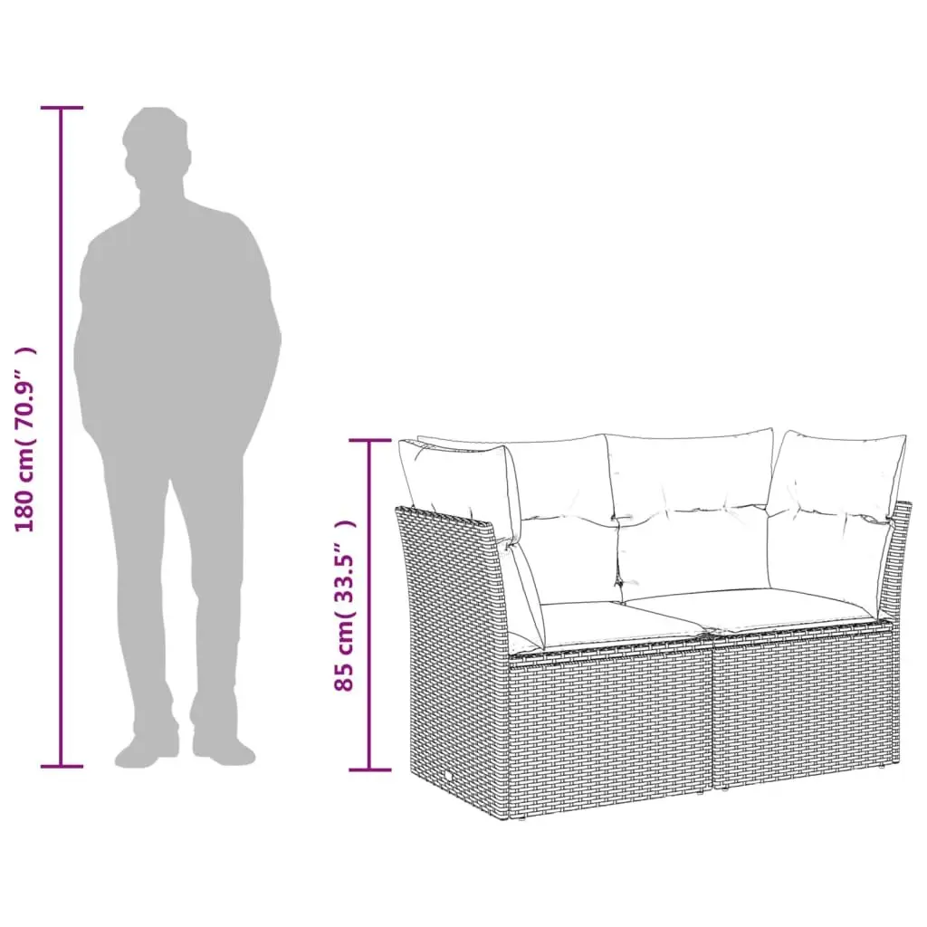 7 Piece Garden Sofa Set PE Rattan Grey Modular Outdoor Furniture with Cushions