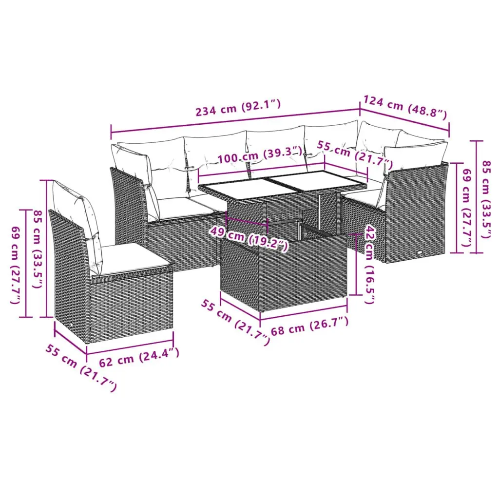 7 Piece Garden Sofa Set for Outdoors
