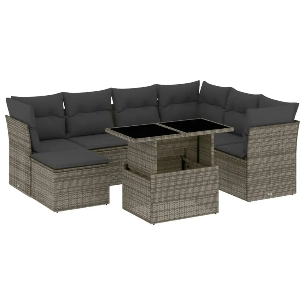 Garden Sofa Set PE Rattan 8 Piece Modular Lounge Grey