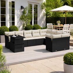 Premium Black Poly Rattan 10 Piece Garden Sofa Set