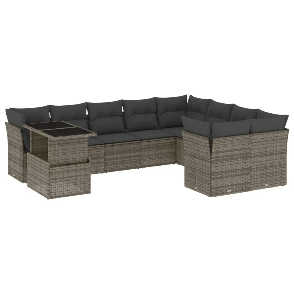 10-Piece Grey Modular Outdoor Sofa Set