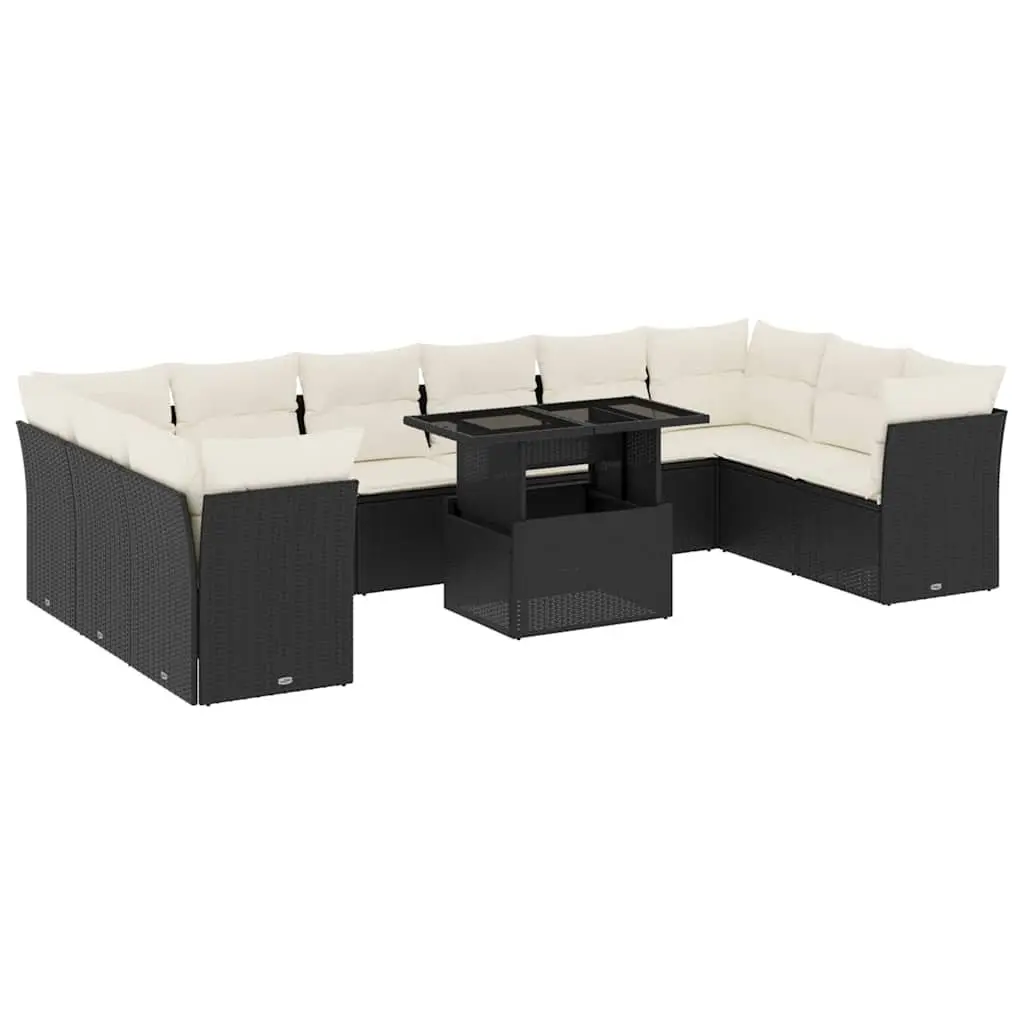 11 Piece Modular Black Garden Sofa Set