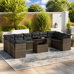 Premium 11 Piece Grey Poly Rattan Garden Sofa Set