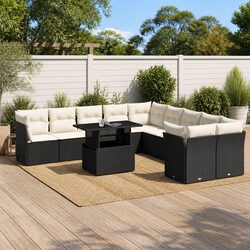 Black Modular 11 Piece Garden Sofa Set for Outdoors
