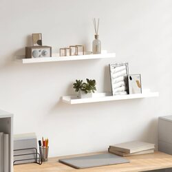 Floating Storage Shelves 2 pcs High Gloss White 60x9x3 cm
