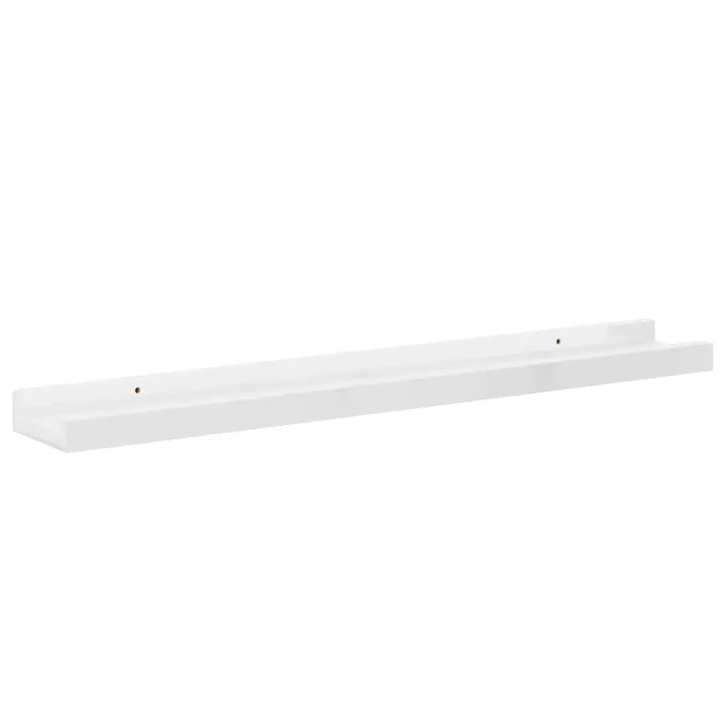 Wall Shelves MDF 60x9x3 cm High Gloss White 2 Piece Floating Storage Display Shelving