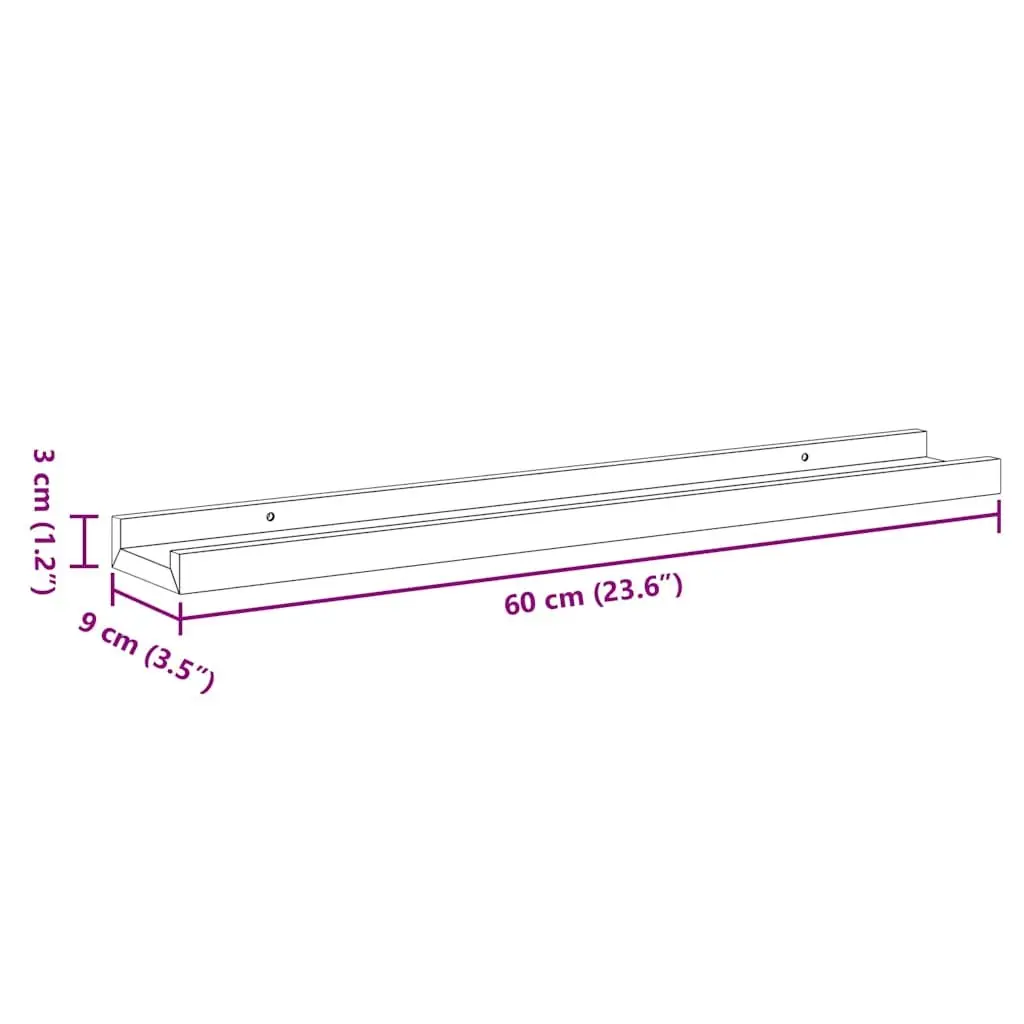 Wall Shelves MDF 60x9x3 cm High Gloss White 2 Piece Floating Storage Display Shelving
