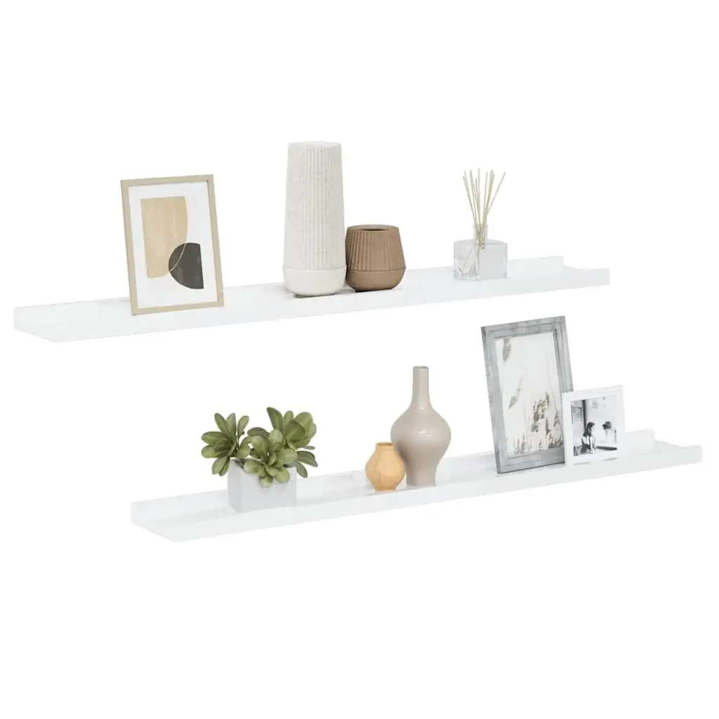 Wall Shelves MDF 80 x 9 x 3 cm High Gloss White 2 Piece Floating Storage Display Unit