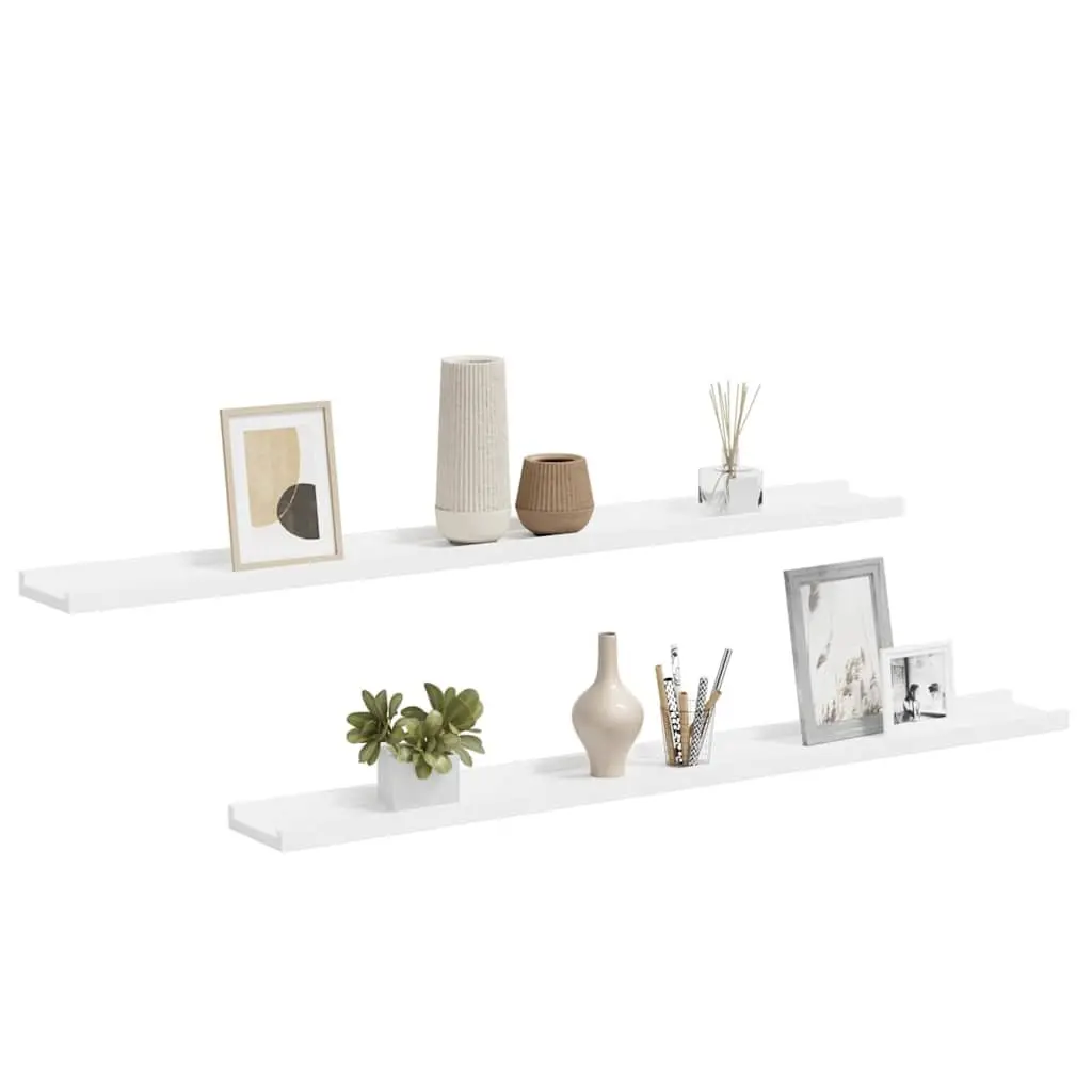 Wall Shelves Wood 100x9x3 cm White 2 Piece Floating Storage Display Shelving