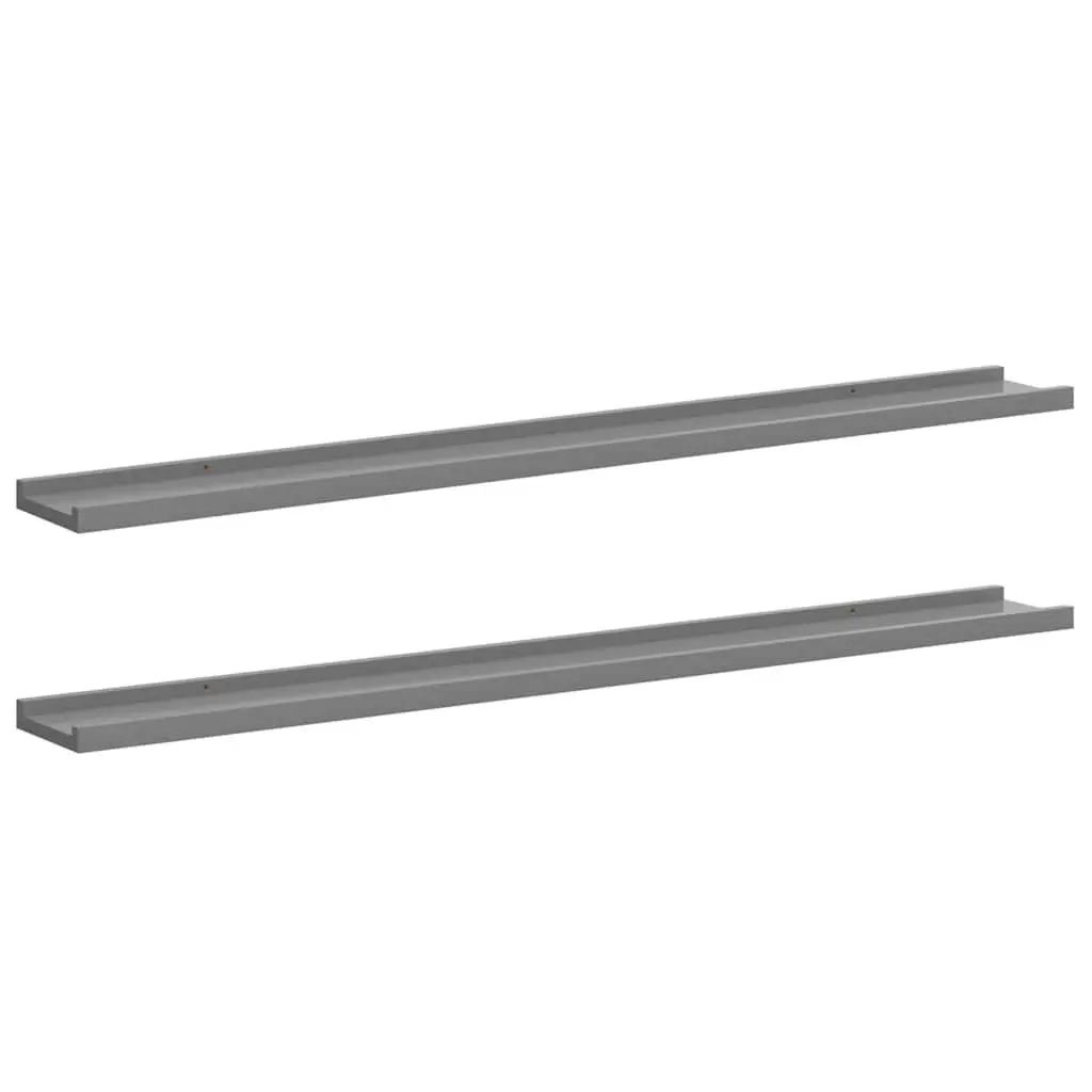 Wall Shelves MDF 100x9x3 cm Grey 2 Piece Floating Shelving Unit