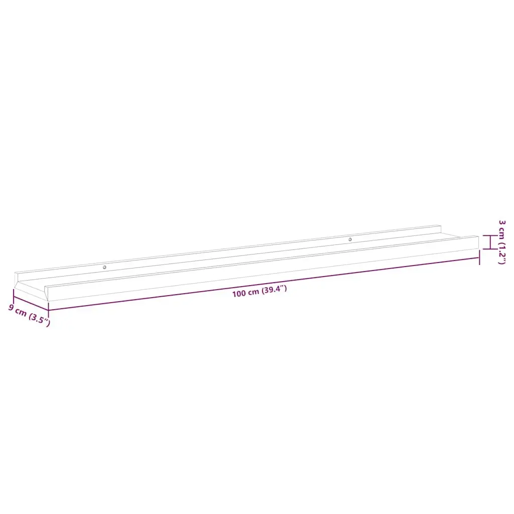 Wall Shelves MDF 100x9x3 cm Grey 2 Piece Floating Shelving Unit